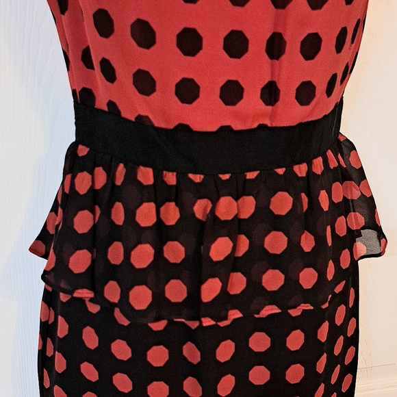 Trina Turk Red & Black Silk Sleeveless Dress - Picture 4 of 8